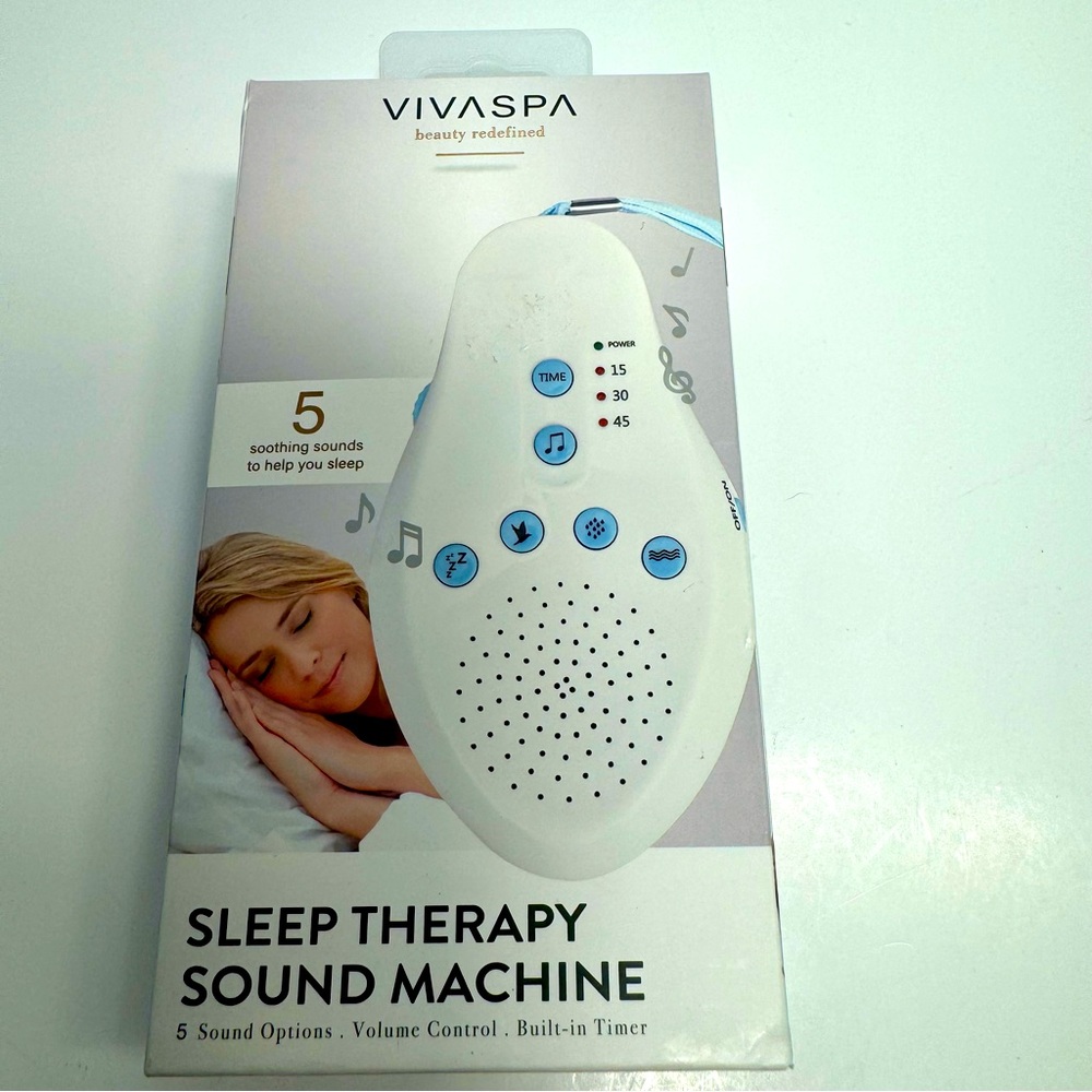 NEW IN BOX Vivaspa Sleep Therapy Sound Machine 5 Soothing Sounds W/ Timer.